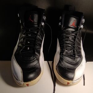 Jordan Black and White Sneakers with Red Accents